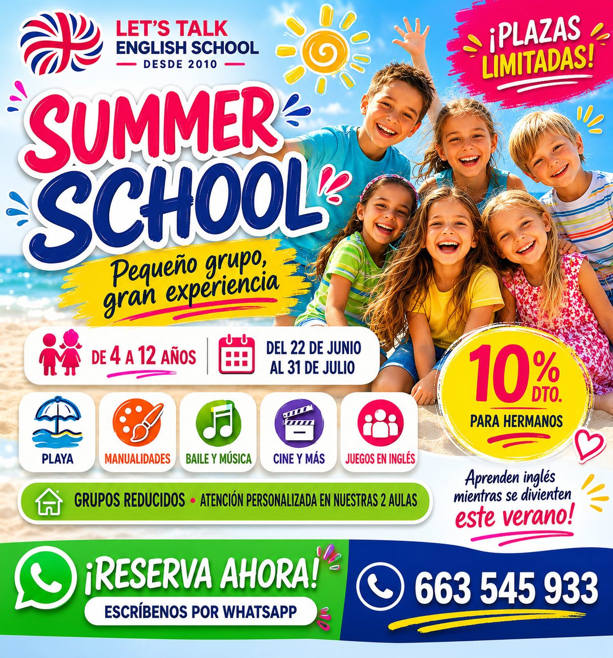 Cartel de Summer School 2026 de Let’s Talk English School